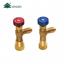 Вентиль кутовий для заправки HONGSEN HS-1221 (R410A, R32, шланг 1/4SAE - балон 5/16SAE)